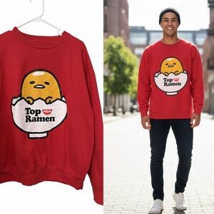 Top Ramen x Gudetama Red Sweatshirt Sanrio - size Small / Medium adult